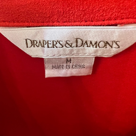 DRAPER’S & DAMON’S Suede Collared Button Down Long Sleeve Shirt - Red Size Med - Picture 2 of 3